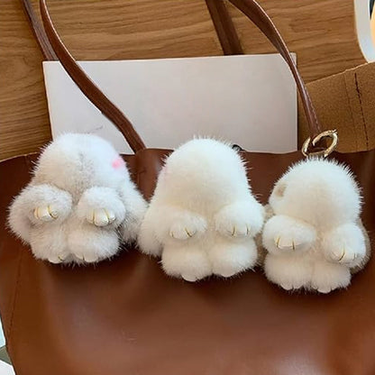 Cute Plush Bunny Pom Pom Keychain Charm