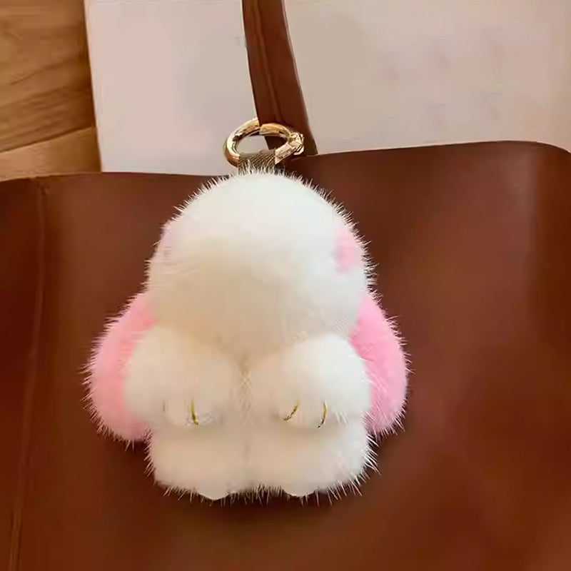 Cute Plush Bunny Pom Pom Keychain Charm