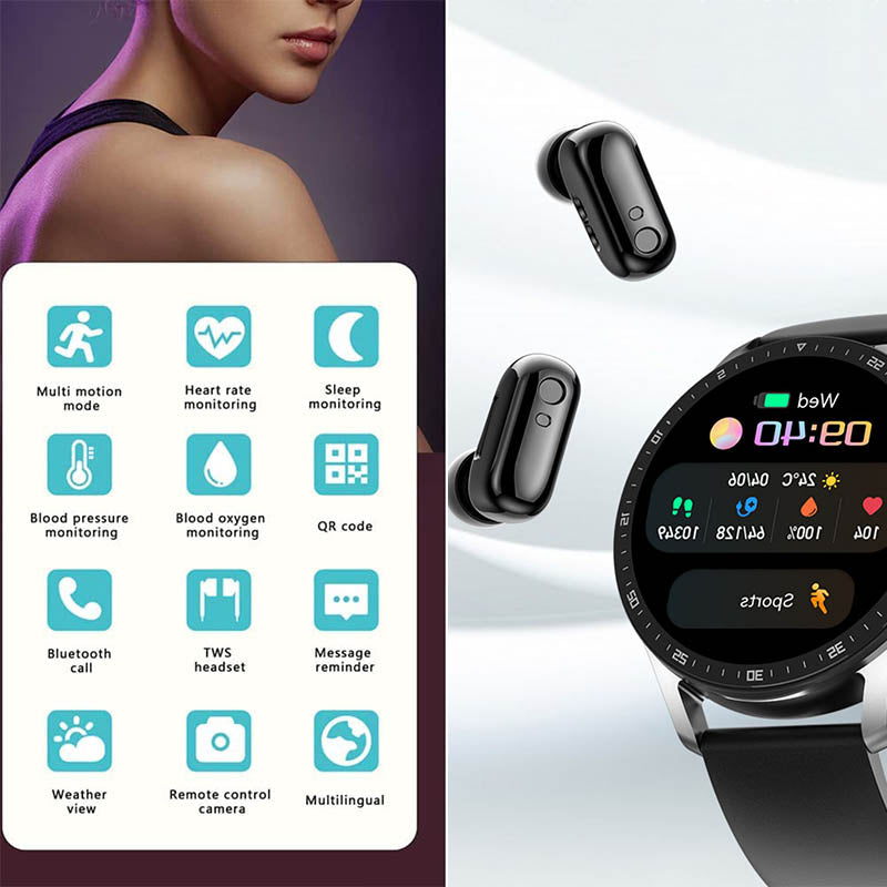 Sleek Bluetooth Smart Watch with Wireless Earbuds