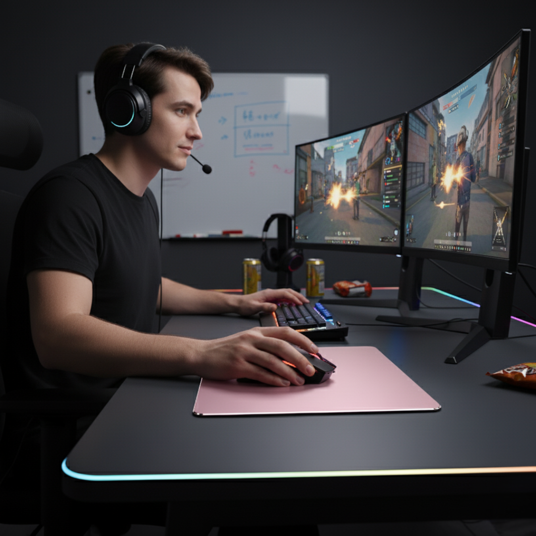 Sturdy Aluminium Desk Pad for Work and Gaming