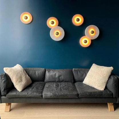 Round White Metal Wall Light