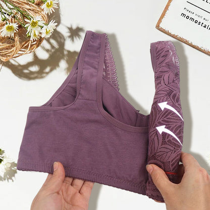 Simple Lace Bralette with Front Zip Closure