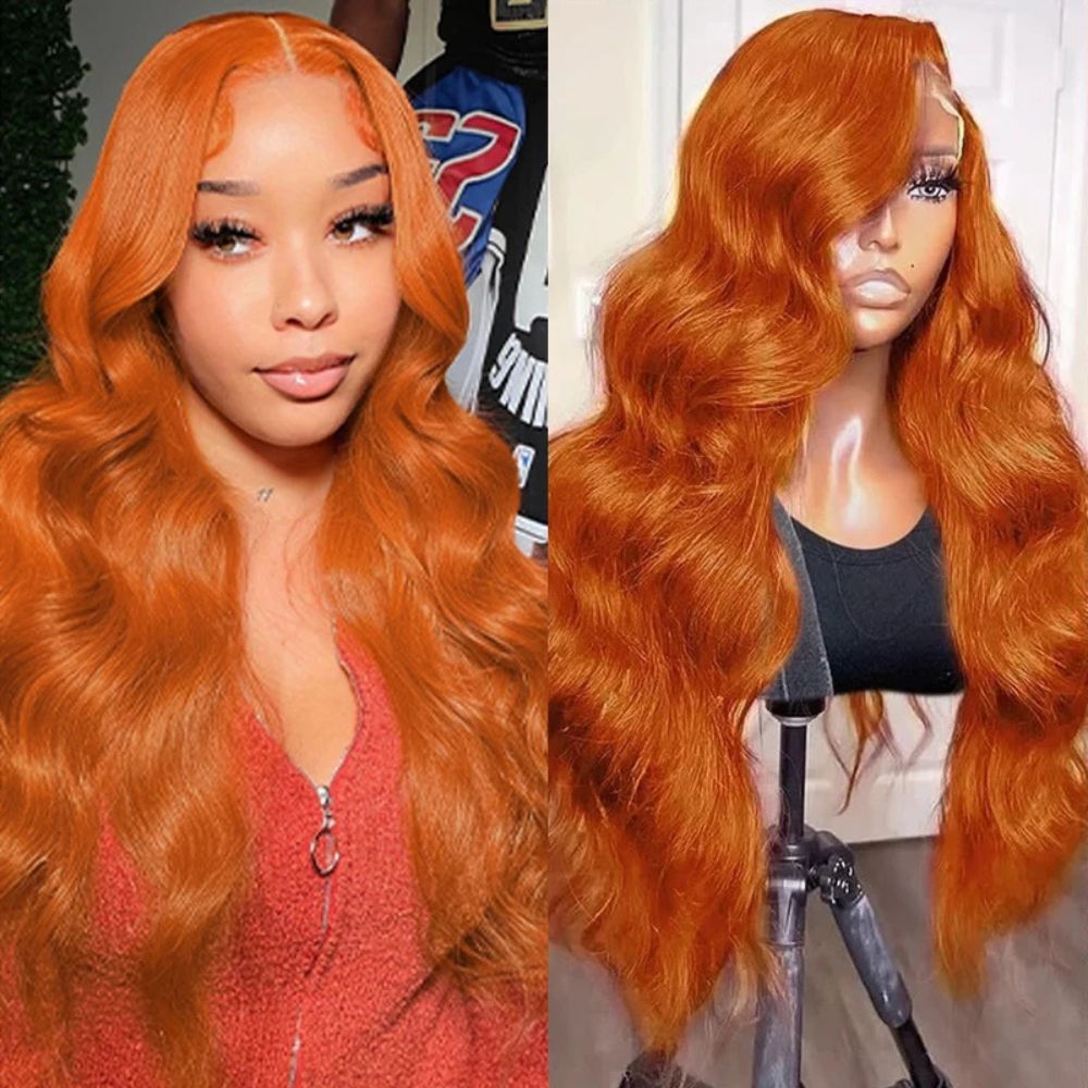 Curly Auburn Red Human Hair Lace Wig