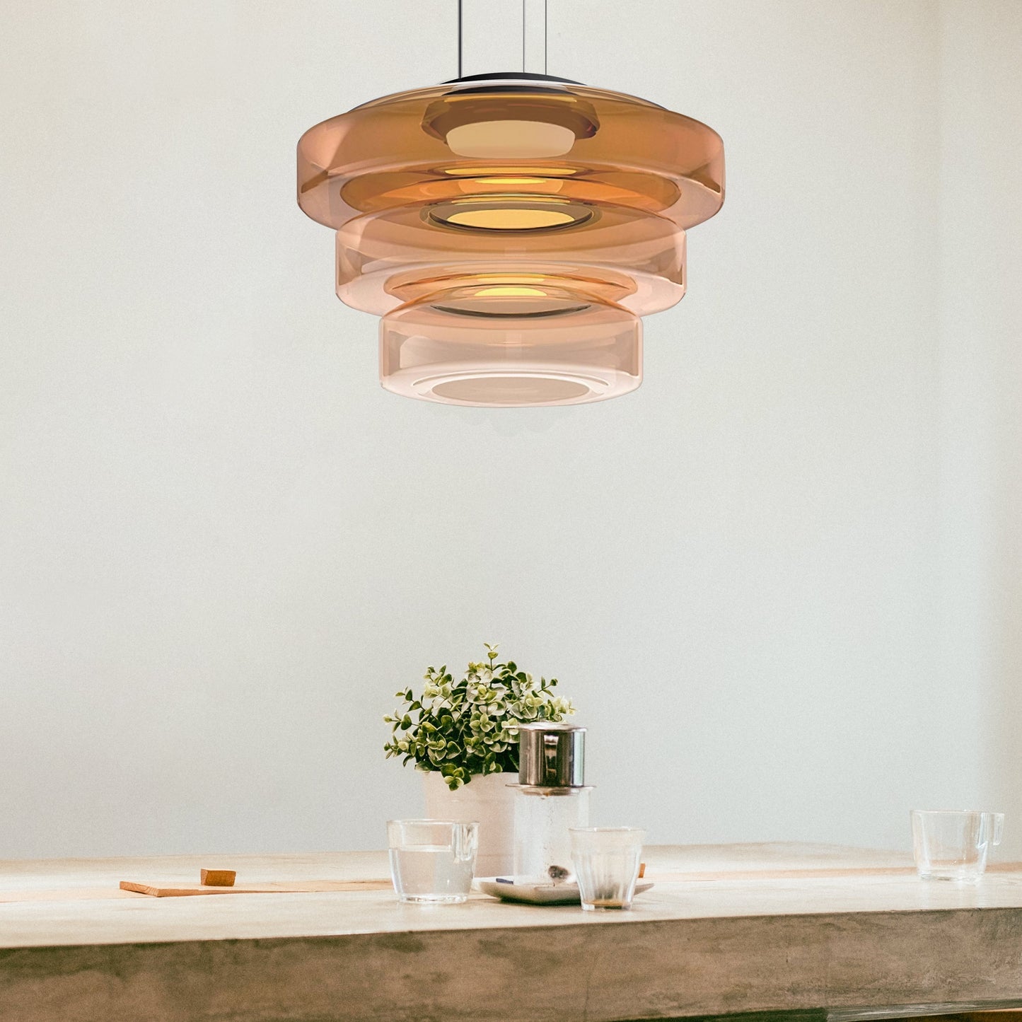 Contemporary Glass Hanging Lamp in Minimalist Design
