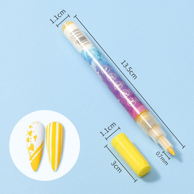 Slim 12 Color Curved Nail Art Pen