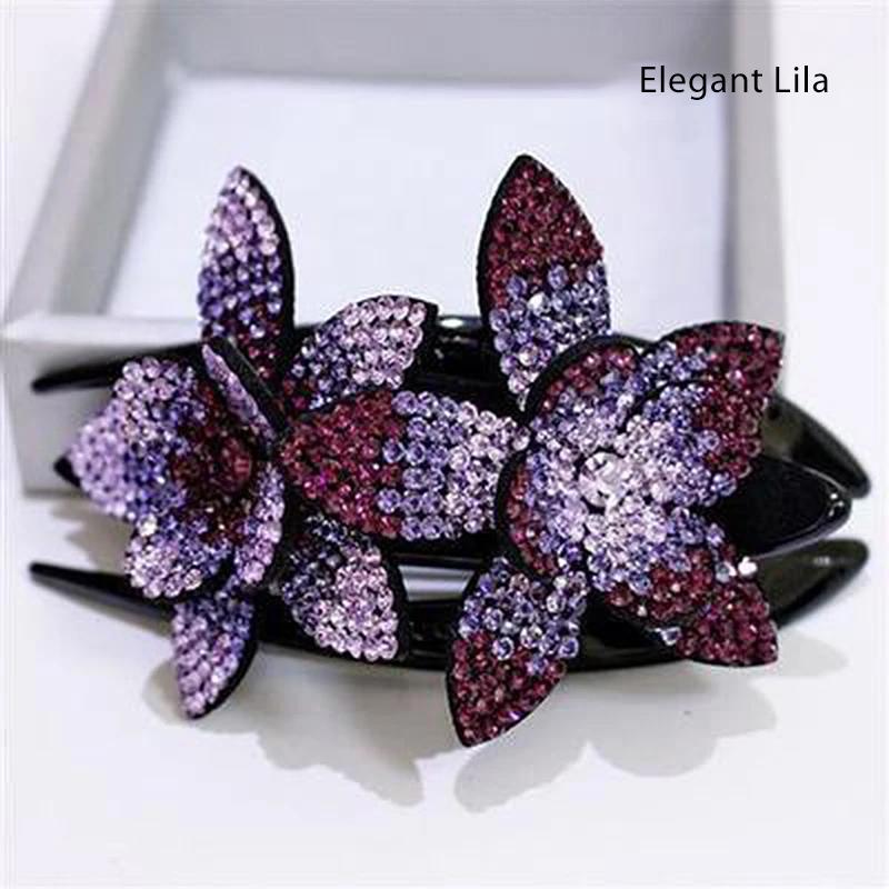 Glittery Floral Double Hair Barrette