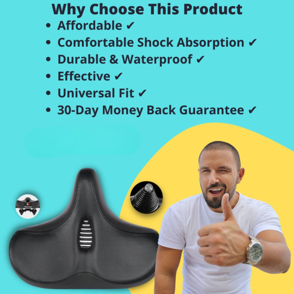 Big Bike Seat With Cushioned Pad and Waterproof Cover