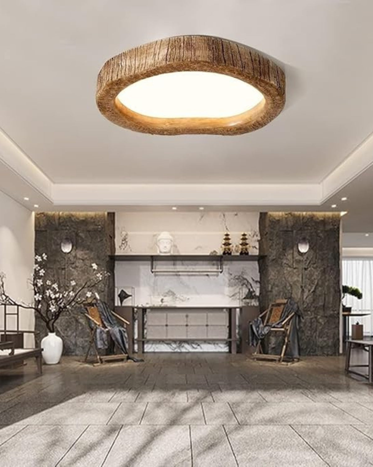 Rustic Wooden Ring Ceiling Light