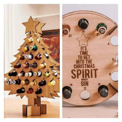 Wooden Christmas Tree Advent Calendar for Mini Liquor Bottles