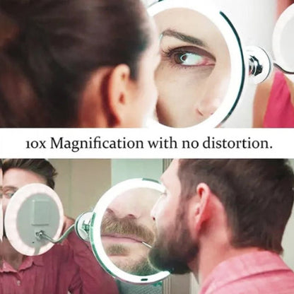 Portable LED Makeup Mirror with 10x Magnification