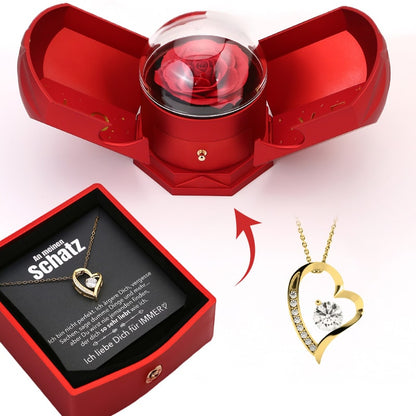 Befez EternalBloom Lovely Rose Gift Set with 14k Gold Necklace