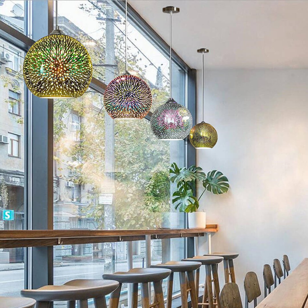 Vibrant Colorful Glass Globe Pendant Light