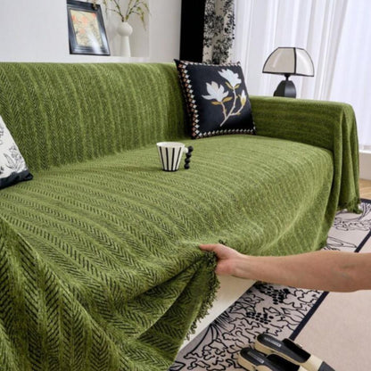 Soft Chenille Tassel Throw Sofa Cover