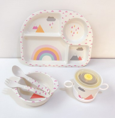 Cute Cloud Baby Dinner Set - Plate, Bowl & Utensils
