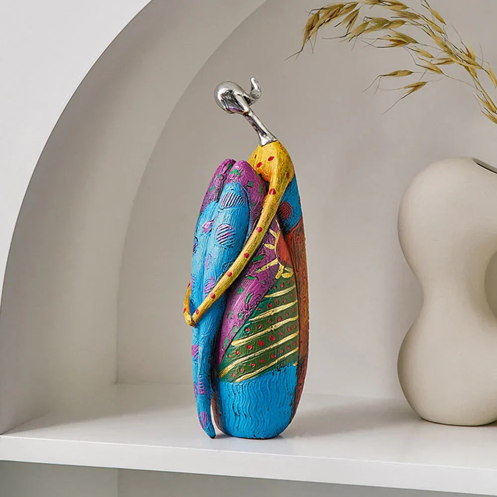 Vibrant Female Figurine Resin Art Statue for Home Decoration