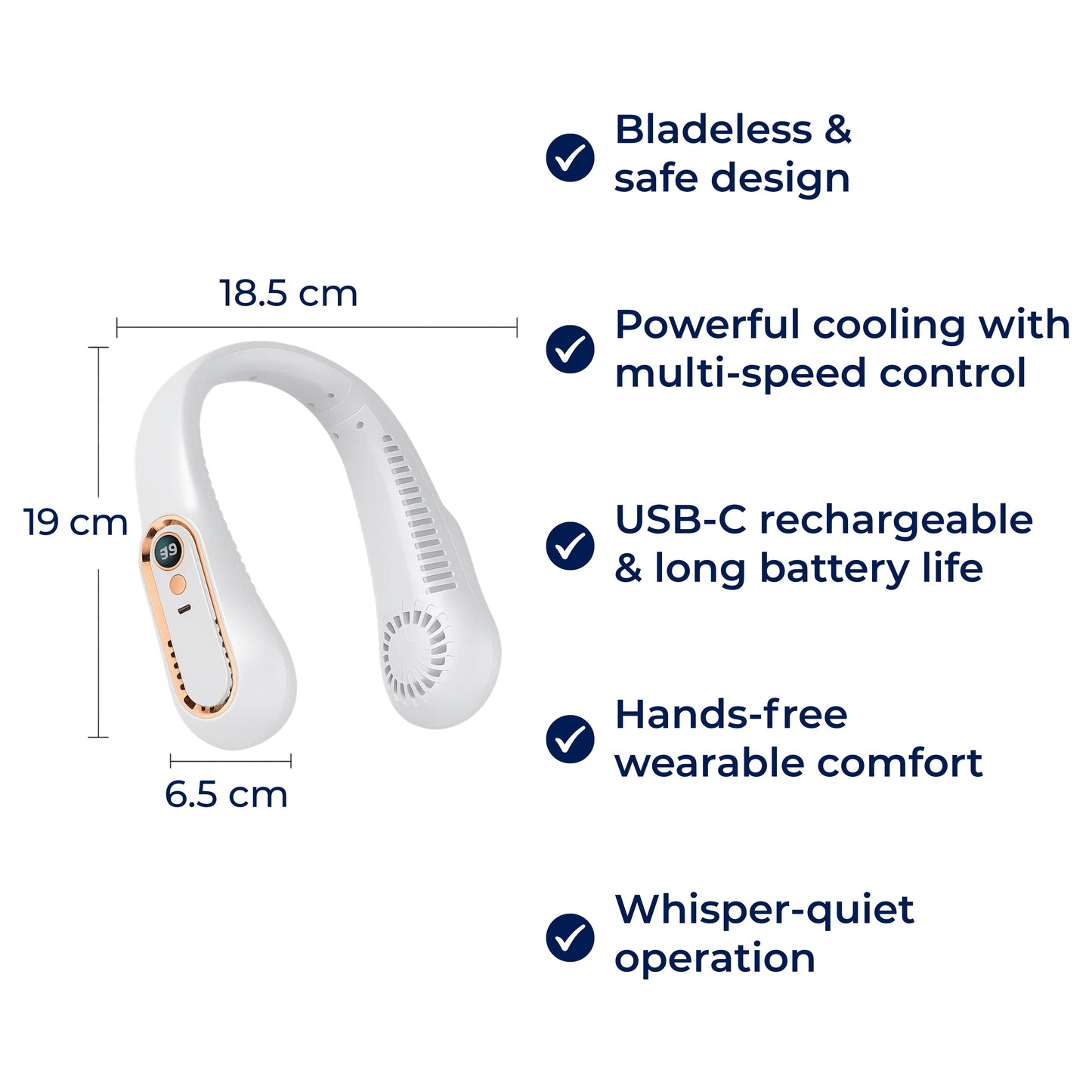 Compact Personal Neck Fan – Rechargeable Bladeless Cooler