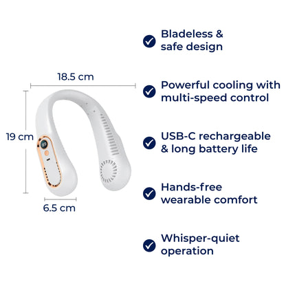 Compact Personal Neck Fan – Rechargeable Bladeless Cooler