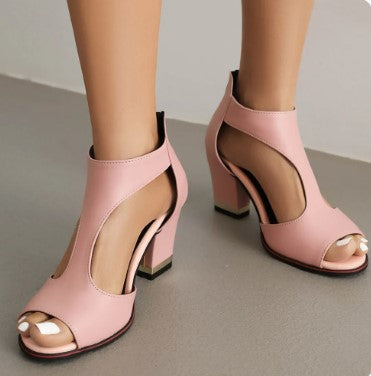 Comfortable Leather High Heel Sandals