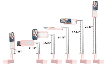 Portable 3ft Smartphone Stand with 360° Rotation and LED Light