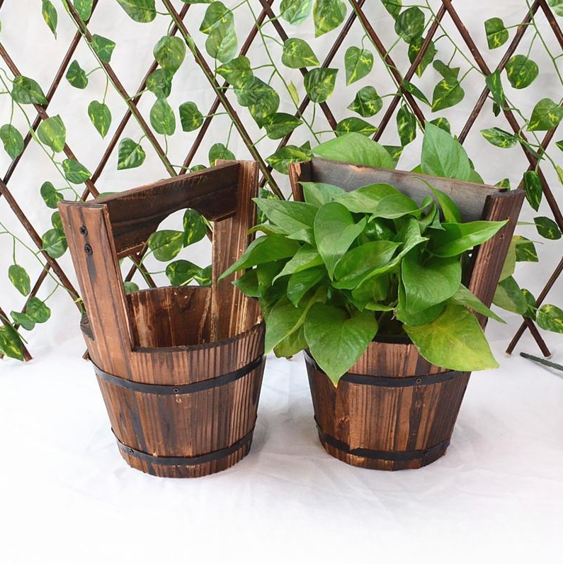 Rustic Wooden Style Garden Planters