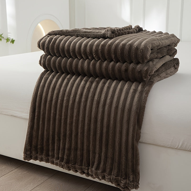 Cozy Textured Throw Blanket with Ribbed Design