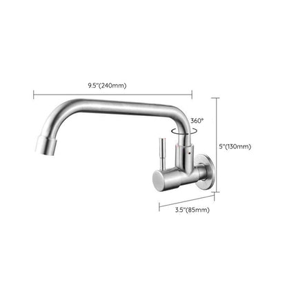 Contemporary Bridge Style Faucet Stainless Steel Lever Handle