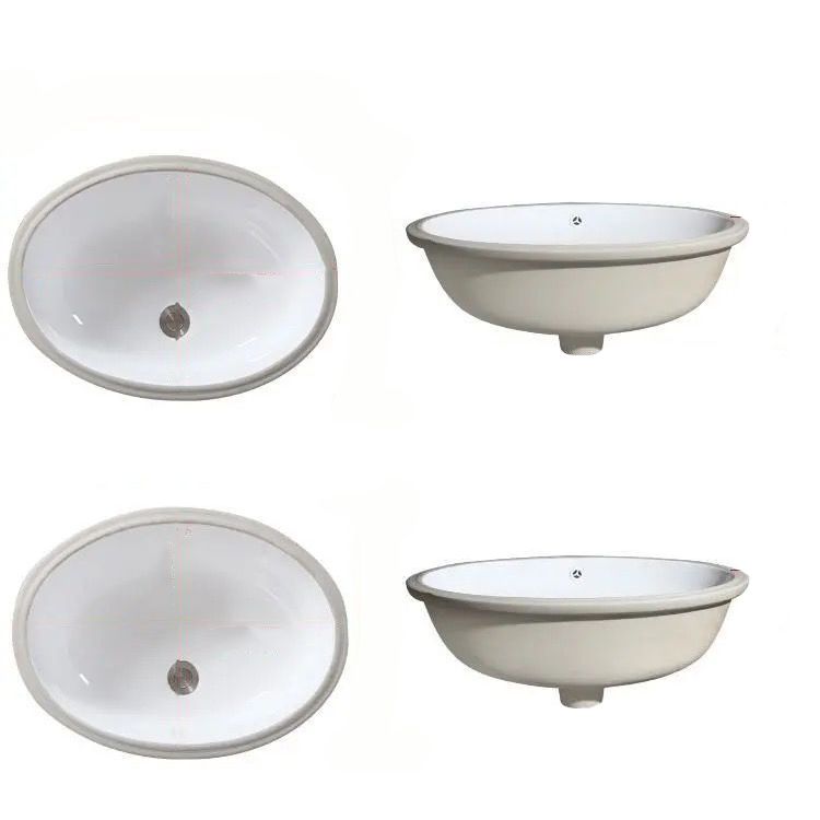 Stylish Undermount Oval Ceramic Sink with Pop Up Drain