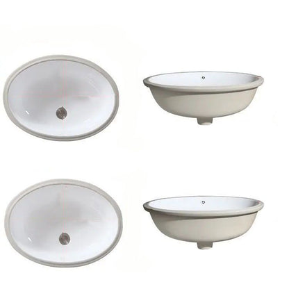 Stylish Undermount Oval Ceramic Sink with Pop Up Drain