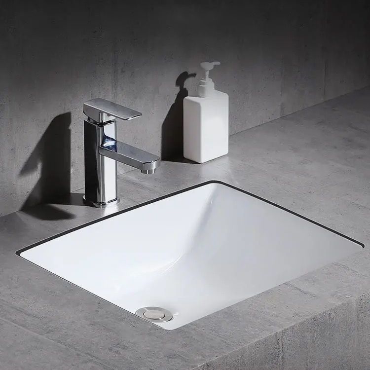Stylish Undermount Oval Ceramic Sink with Pop Up Drain