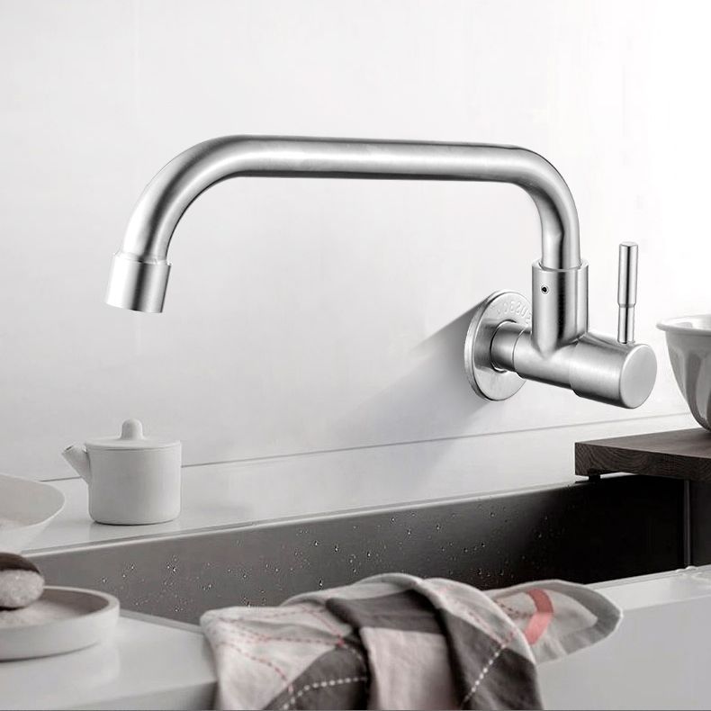 Contemporary Bridge Style Faucet Stainless Steel Lever Handle
