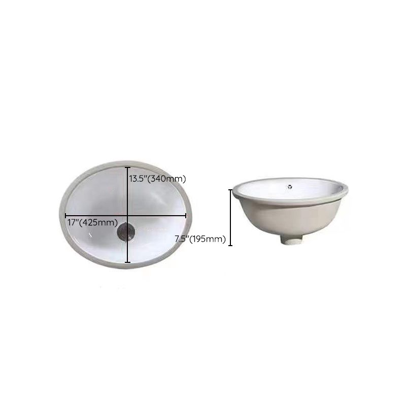 Stylish Undermount Oval Ceramic Sink with Pop Up Drain