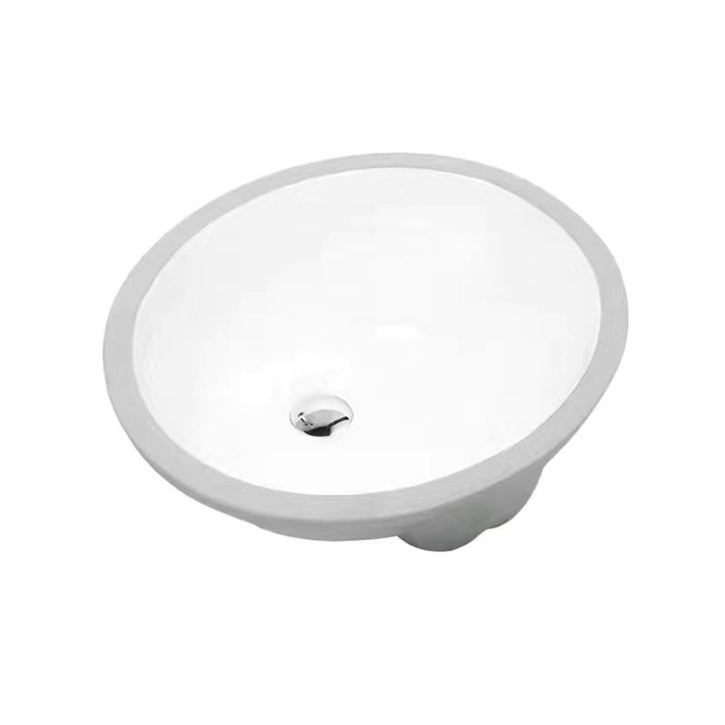Stylish Undermount Oval Ceramic Sink with Pop Up Drain
