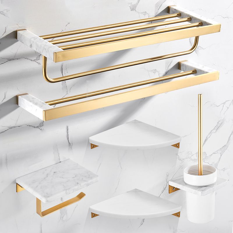 Luxury Gold Bathroom Fixture Set with Marble Accents