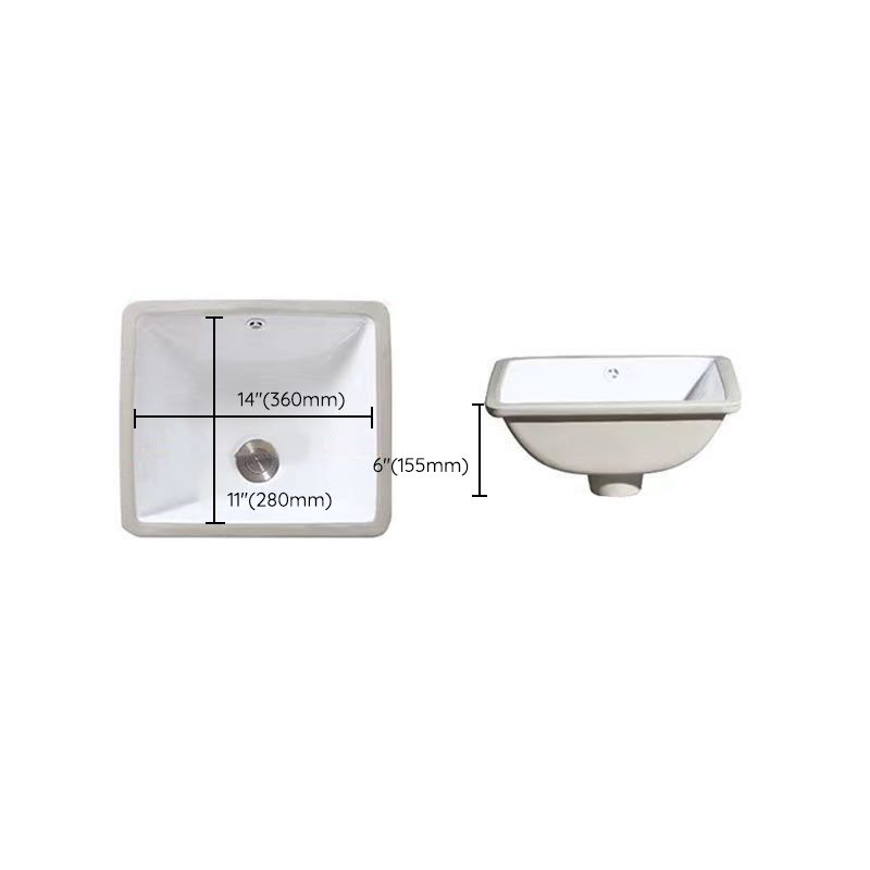 Stylish Undermount Oval Ceramic Sink with Pop Up Drain