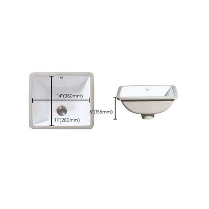 Stylish Undermount Oval Ceramic Sink with Pop Up Drain