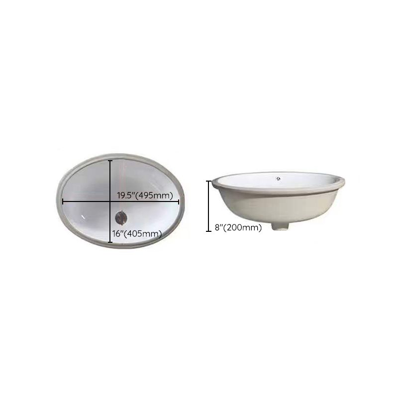 Stylish Undermount Oval Ceramic Sink with Pop Up Drain
