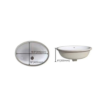 Stylish Undermount Oval Ceramic Sink with Pop Up Drain