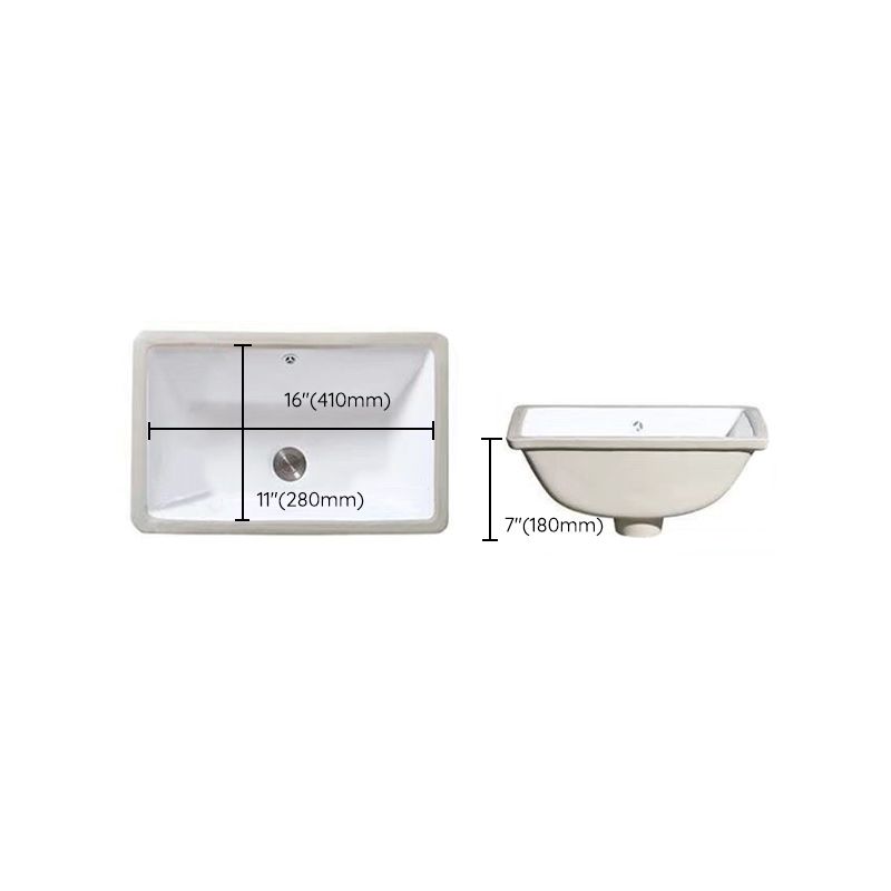 Stylish Undermount Oval Ceramic Sink with Pop Up Drain
