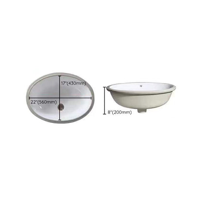 Stylish Undermount Oval Ceramic Sink with Pop Up Drain