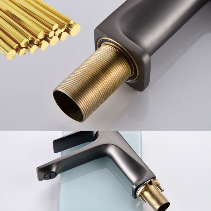 Contemporary Copper Bathroom Sink Faucet with Lever Handle