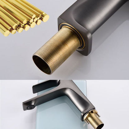Contemporary Copper Bathroom Sink Faucet with Lever Handle