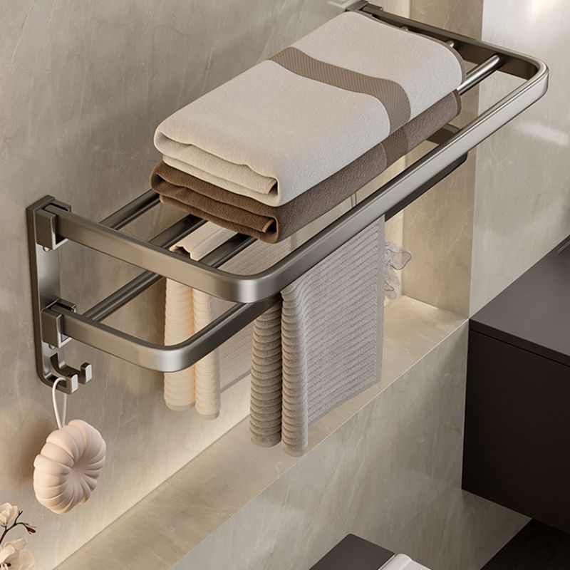 Contemporary Chrome Bathroom Shelf Towel Rack Accessory Set