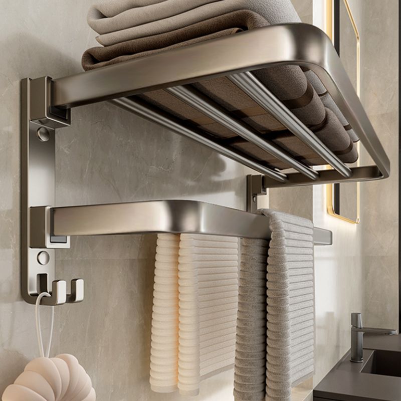 Contemporary Chrome Bathroom Shelf Towel Rack Accessory Set
