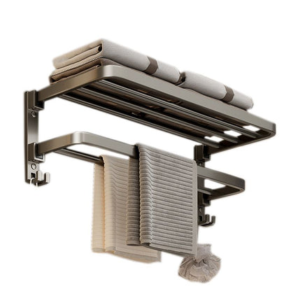 Contemporary Chrome Bathroom Shelf Towel Rack Accessory Set