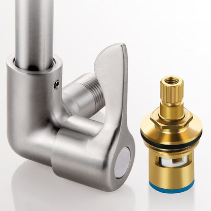 Contemporary Bridge Style Faucet Stainless Steel Lever Handle