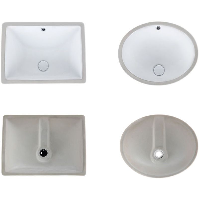 Stylish Undermount Oval Ceramic Sink with Pop Up Drain