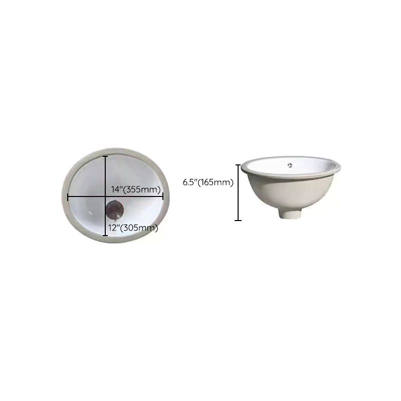 Stylish Undermount Oval Ceramic Sink with Pop Up Drain
