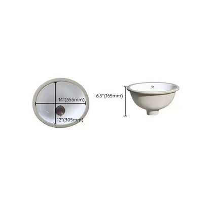 Stylish Undermount Oval Ceramic Sink with Pop Up Drain