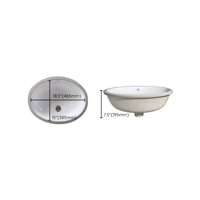 Stylish Undermount Oval Ceramic Sink with Pop Up Drain