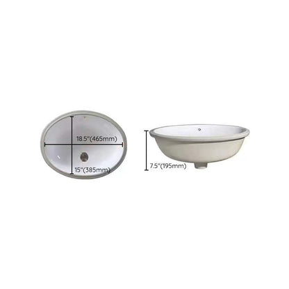 Stylish Undermount Oval Ceramic Sink with Pop Up Drain
